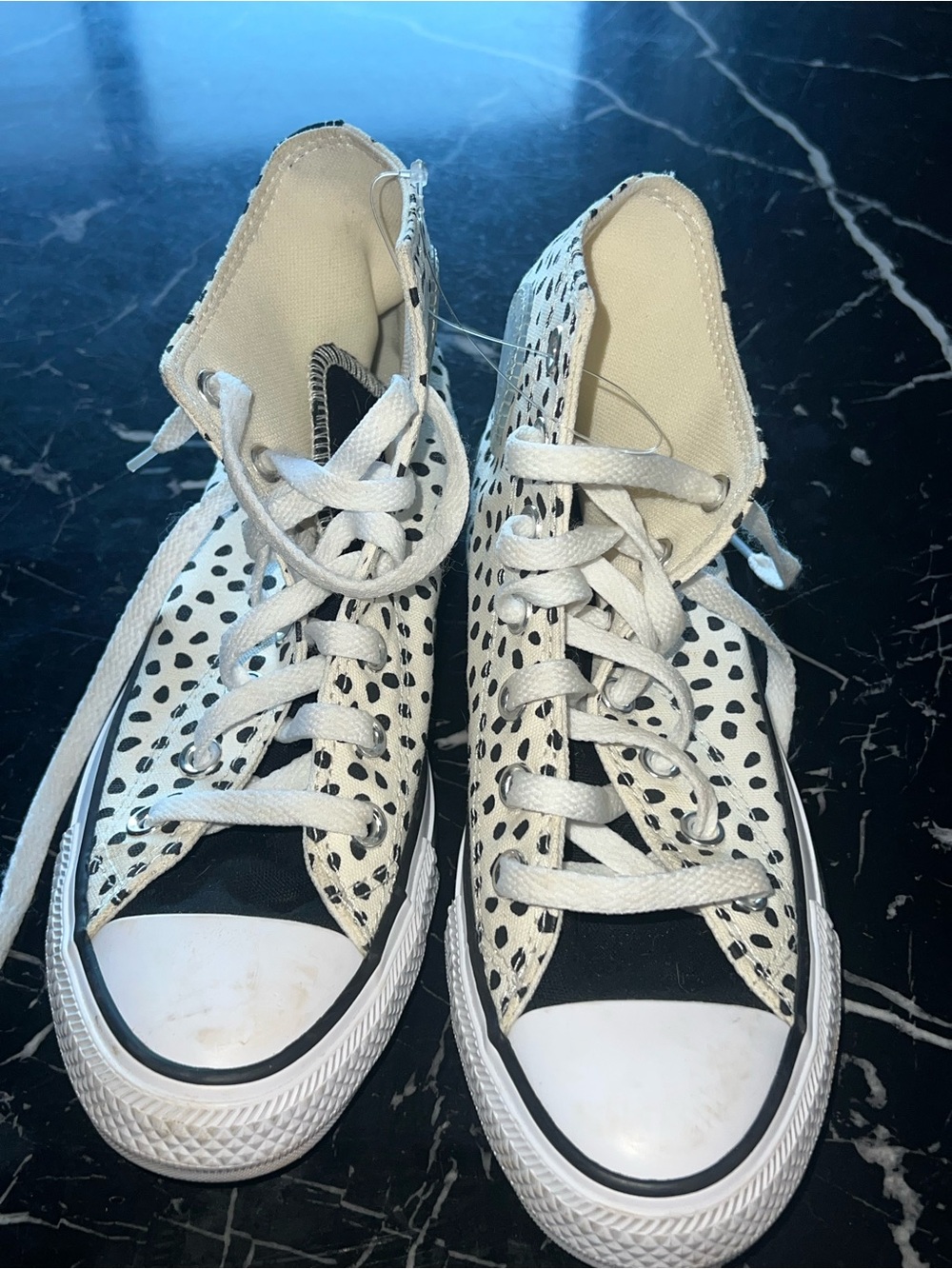 Converse Women's White High-Top Sneakers with Black Spot Print